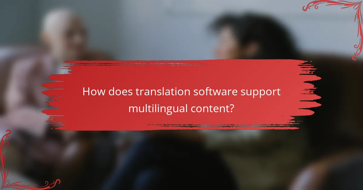 How does translation software support multilingual content?